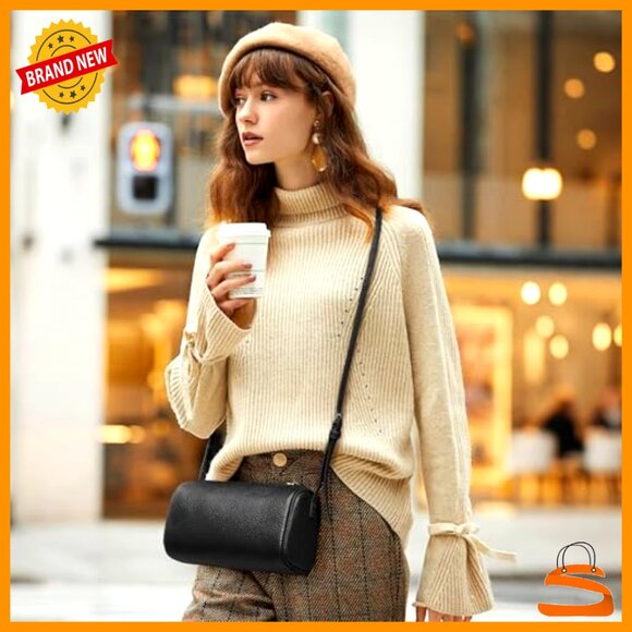 Genuine Leather Crossbody Hobo Bag with Adjustable Strap, Medium Size